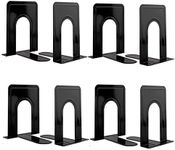 Metal Book Ends for Shelves, Book Shelf Holder Home Decorative, Book Ends for Heavy Books/Movies/CDs, Black 6.5 x 5 x 5.7 in, 4 Pair/ 8 Piece