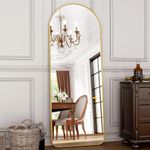 HARRITPURE 64"x21" Arched Full Length Mirror Floor Mirrors with Aluminum Alloy Frame Free-Standing Wall Mounted or Leaning Large Bedroom Dressing Mirror Modern & Contemporary Decor for Home,Gold