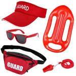 Goenb Guard Costume Set, Guard Visor Fanny Pack Sunglasses Floats Whistle Guard Costume Props for Men Women Beach Fancy Party