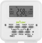 BN-LINK Digital Timer Outlet 7 Day Programmable Digital Outlet Timer with 2 Independent Outlets 3-Prong Mini Indoor Easy Set Stackable Plug-in for Lights Lamps Fans Accurate 8A/1000W 1/3HP