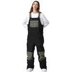 Women and Mens Snow Bibs Adjustable Overalls Pants Snowboard Bib Hiking Climbing Insulated Ski Pants(Black,S)