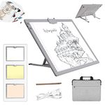 A3 LED Light Pad with Carry Bag,Wireless Battery LED Light Pad with Stand Rechargeable 6 Adjustable Brightness Tracing Light Box Pad for Diamond Painting Drawing Sketching Weeding Vinyl（Grey）