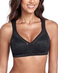 Lemorosy Women's Plus Size Full Coverage Non Padded Wireless Minimizer Bra -Comfort and Double Support (42D, Black)