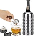 Maxso Wine Chiller with 2 Wine Stones, Upgrade Iceless Wine Cooler Set Keep Wine Champagne Nice Icely Cold for 6 Hours, Vacuum Insulated Ideal Wine Gifts Fits Most 750ml Bottles