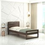 Strata Furniture Sheesham Wood Single Size Bed Without Storage for Bedroom Living Room Home Wooden Headboard Palang Bed (Walnut Finish)