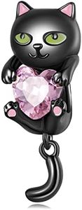 Fanona Charms para pulseras Pandora, plata de ley 925, cuentas de encanto del gato negro de dibujos animados, regalo de joyería para la mujer
