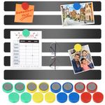 Wukong 30x3cm, Pack of 6 Magnetic Stainless Black Boards Strips, Adhesive Backing Bulletin Bar Board, Memo Board with 16Pcs Colorful Magnets for Office, Home, Photo Wall, Documents and Fridge