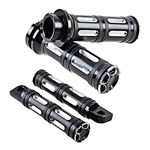 Combo Compatible For Harley 1" Handlebar Hand Grips and Footpegs Foot Pegs 10mm Male Mount-Style