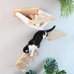 Vespearl Wall Mounted Cat Scratching Post for Indoor Cats | Kitten Wall Shelves Climbing Furniture| Sisal Rope Cat Claw Scratcher Tree (Full Set)