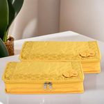 Kuber Industries Pack of 2 Jewellery Pouches with Zipper | Necklace Organizer Box | Makeup Bag for Travel | Cosmetic Pouch for Women | Bow Design | Yellow