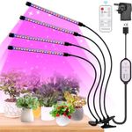 LUOCAI Grow Lights for Indoor Plants 80 LEDs 4 Arm Full Spectrum LED Grow Light with Timer, 6500K/3000K/660nm Grow Lamp for Seedlings and Succulents with Remote Controls, 10 Dimming Level