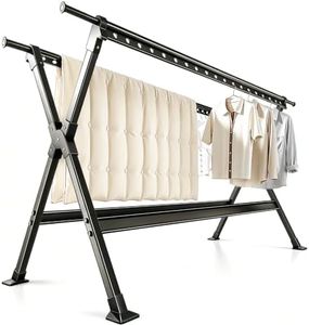 Purexa 53-93 Inches Heavy Duty Foldable Clothes Drying Rack, Aluminum Alloy and Carbon Steel Laundry Rack for Indoor & Outdoor Use, 38 Windproof Hanging Holes & 4 Telescopic Hanging Rods