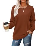 Jescakoo Sweatshirts for Women Long Sleeve Tops Crewneck Sweatshirts Women Long Sleeve Shirts Womens Sweaters Fall Clothing Trendy 2024 Caramel Size 10-12