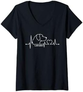 Femme Labrador battement de coeur chien race chien amant chien T-Shirt avec Col en V