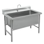 Freestanding Stainless Steel Sink, Utility Sink,1 Compartment Commercial Kitchen Sink,Kitchen Sink Industrial Sink,Commercial Sink Industrial Sink(40in)