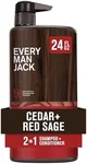 Every Man Jack 2-in-1 Daily Shampoo + Conditioner - Cedar and Red Sage | Nourishing For All Hair Types, Naturally Derived, Cruelty-Free Shampoo and Conditioner Set for Men | 24oz -1 Bottle