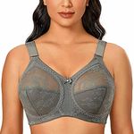 Ayigedu Ladies Plus Size Bra Minimiser Full Coverage Firm Hold Non Padded No Wired 42E Grey