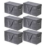 VENO 6 Pack Moving Bags, Moving Supplies, Moving Boxes, College Packing Storage Boxes with Lids Alternative, Heavy Duty Totes, Extra Large, Sturdy Handles, Zipper, for Packaging (Dark Gray, 6 Pack)