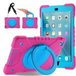 iPad 9.7 inch Case iPad 6th/5th Generation Cases,Case for iPad 9.7 Pro & iPad Air 2 Full-Body Silicone+PC Protection Rotating Stand Shockproof Case for Kids Tablet Cover Pink+Blue