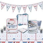 102Pcs Hockey Party Decorations - Hockey Birthday Party Supplies Include Hockey Theme Cups, Party Plates and Napkins for Kids Fans Sport Events Hockey Decor, Serve 20