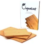 Organicook Wood Chopping Board Set - 3 x Wooden Chopping Boards, Serving Platter/Serving Boards - Bamboo - Light Weight Chopping Boards for Kitchens, Beautifully Handmade Cutting Boards - Easy Clean