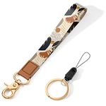 ZAXMEY Wrist Lanyard for Keys, Cute Wrist Strap Lanyard, Key Chain Holders, Wristband Key Chain, Key Wrist Straps, Car Key Holder for Men and Women, Brown Leaf