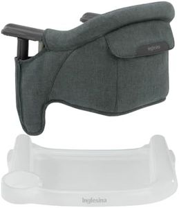 Inglesina Fast Table Chair - Charcoal Gray Melange + Fast Dining Tray - Portable Baby High Chair - for Babies & Toddlers up to 37 lbs - Fits Tables 0.8'' to 3.5'' Thick - Compact - Travel Bag Included