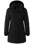 Wantdo Women's Long Winter Jacket Padded Parka Jacket Warm Puffer Coats Black XL