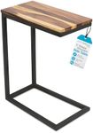 BIRDROCK HOME Acacia Wood C Shaped Side Table - Fully Assembled Narrow Wooden End Table for Sofa, Living Room, Bedroom, Bedside - Over Couch TV Tray Table for Snack, Coffee, Drinks - Natural Finish