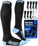 SB SOX Compression Socks for Women & Men (20-30 mmHg) - Best Support Stockings for Nurses, Travel, Medical, Pregnancy, and Daily Wear (Black/Blue, XX-Large)