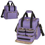 Luxja Large Travel Makeup Bag with 3 Removable Cases, Cosmetic Bag with Detachable Dividers (Patented Design), Purple