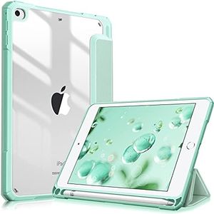 Fintie Funda Durable Compatible con iPad Mini 5/iPad Mini 4 - Carcasa con Portalápiz Trasera Transparente a Prueba de Choques Auto-Reposo/Activación, Verde Claro