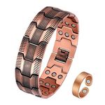 Jecanori 3X Ultra Strength Magnetic Bracelet for Men Copper Bracelet - 57 Magnets (3500 Gauss) with Adjust Tool and Jewelry Gift Box Included,RedCopper