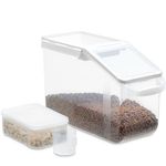 Citylife Pet Food Storage Container, Dog Food Container with Wheels & Measuring Cup, Airtight, BPA-Free, Top Flip, Cat Food Containers for Dry Food, White, XL