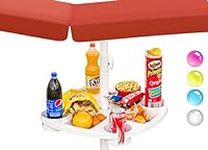 Skywin Umbrella Tray - 19" Beach Umbrella Table Tray with Compartments for Cups and Snacks Great for Beaches, Gardens, Yards, Patios - Universal Pole Fit (Large, White)
