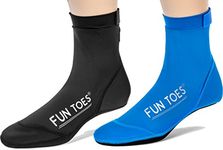 FUN TOES 2 Pairs Beach Socks for Volleyball Soccer, Camping, Rafting, Diving and All Sand Sports (Black-Blue, M Women 8.5-10 / Men 7-8.5)