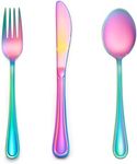 LIANYU 9-Piece Rainbow Kids Silverware Set, Stainless Steel Toddler Utensils Flatware Set, Child Cutlery Tableware for 3, Include knife Fork Spoon, Mirror Finished, Dishwasher Safe