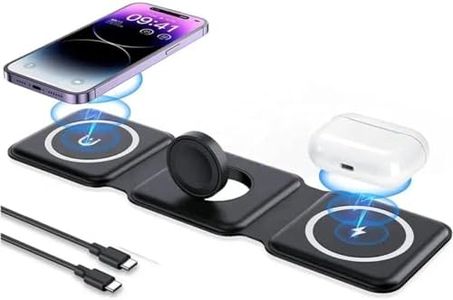 iCreator 3in1 Magnetic Wireless Charger for Mobile Phones | Foldable & Mag-Safe Smarthphone Charger | Compatible with Apple iPhones 15, 14, 13 and 12 Series, All Apple Watches, AirPods 2, 3, Pro