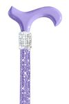 OrthoGlam Lavender Ice Lightweight Crystal Rhinestone Bedazzled Fashion Cane - Fashionable Bling Wooden Walking Stick for Balance (Medium - 33.5")