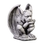 gartendekoparadies.de Gargoyle the Thoughtful, stone figure, H. 27 cm, 10 kg, gray, frost-proof made of cast stone for outdoor use