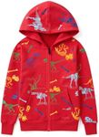 TLAENSON Boys Dinosaur Hoodies Zip Up Sweatshirts Kids Zipper Hooded Sweater Toddler Dino Clothes Red Size 120 / 4T-5T