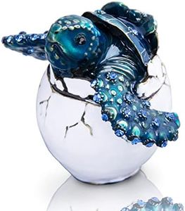 YU FENG Hatching Turtle Trinket Box Hinged Crystals Bejeweled Enameled Vintage Animal Jewelry Ring Holder Box Collectible