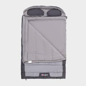Berghaus Double Sleeping Bag – Waterproof, Built-in Pillow, 2-3 Season, Grey