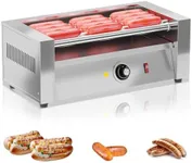 GarveeHome Electric Hot Dog Roller machine, 5 Stainless Steel Hot Dog Rollers, Commercial Electric Hot Dog Roller Sausage Machine with Removable Stainless Steel Drip Tray