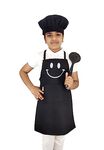 Switchon Polyester Waterproof Adjustable Kids Multi purpose Cooking Apron with a chef cap School Apron - for3 years to 6 years Proudly made in india (3 Yrs to 6 Yrs, Black)