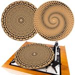 Briwooody 2 Pcs Cork Turntable Mat/3mm Thick for Better Sound Support on 11.8 Inches Vinyl LP Record Player Turntable Slipmat Psychedelic Geometric for Vinyl Record (Dots)