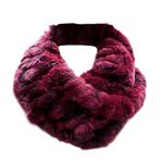 surell Rex Rabbit Long Chain Neck Loop Scarf - Wedding Wraps and Shawls for Women - Bridal Fur Stole (Wine Frost)