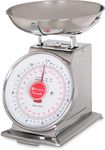 San Jamar Escali Pro MZR™ 11 lb Stainless Steel Mechanical Dial Scale with Bowl - 8"L x 8 1/2"W x 10"H