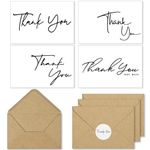 Ohuhu Thank You Cards with Kraft Envelopes and Matching Stickers - Bulk Pack of 104-4 Minimalistic Designs 4x6 Thank You Notes for Wedding Graduation Shower Small Business Birthday Funeral