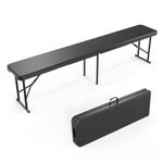 VINGLI 6 feet Plastic Folding Bench,Portable in/Outdoor Picnic Party Camping Dining Seat, Garden Soccer Multipurpose Entertaining Activities, Tree Patterned HDPE Tabletop, 1 Pack, Black